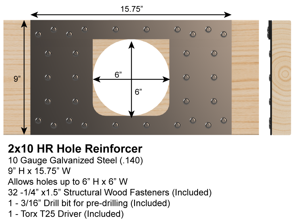 Joist Repair Hole Reinforcer - 2x10