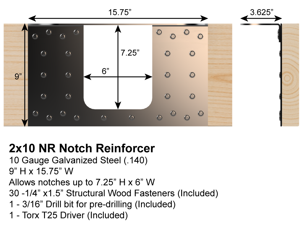 Floor Joist Notch Repair Kit - 2x10