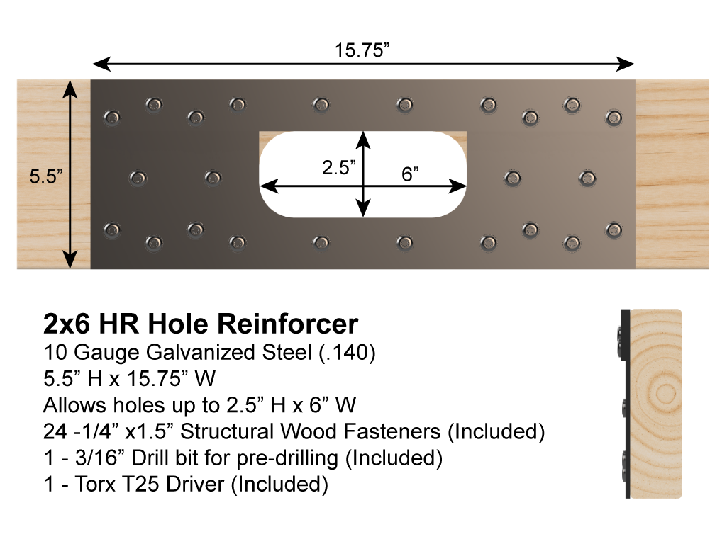 Joist Repair Hole Reinforcer - 2x6