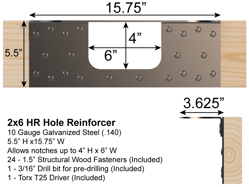 Floor Joist Notch Repair Kit - 2x6