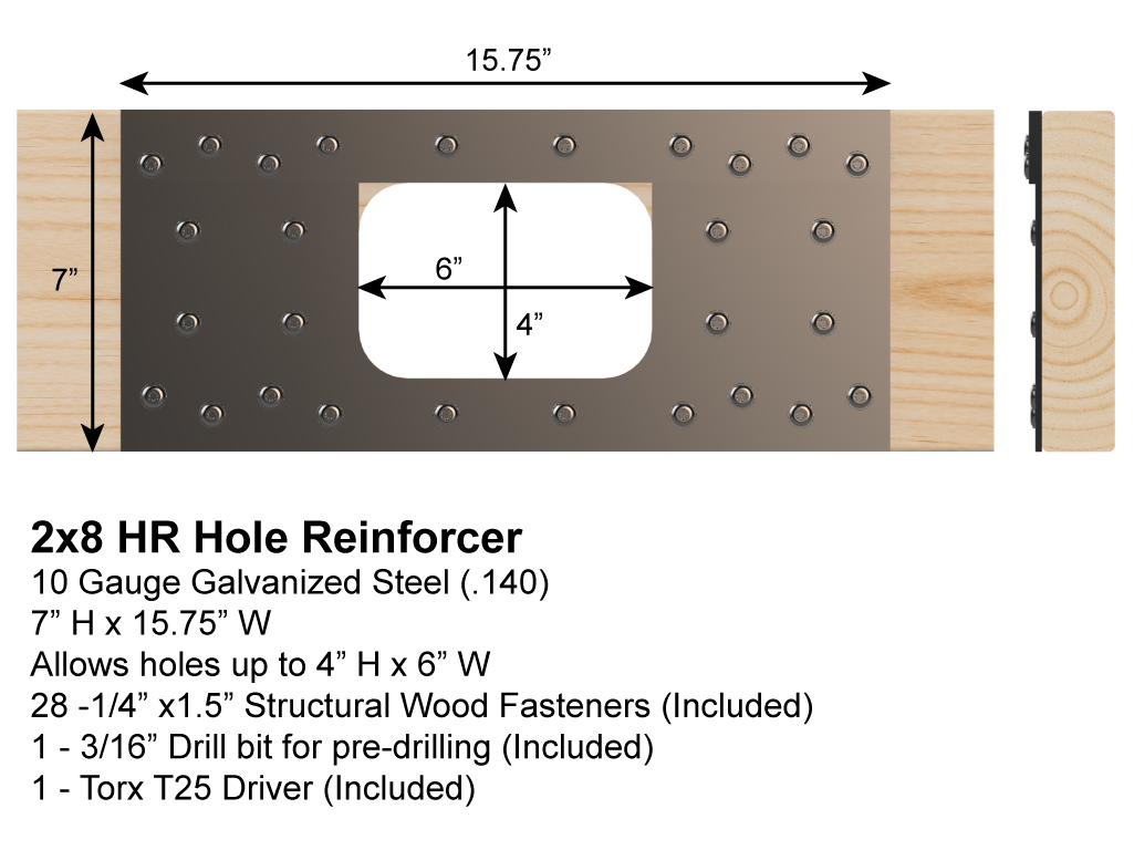 Joist Repair Hole Reinforcer - 2x8