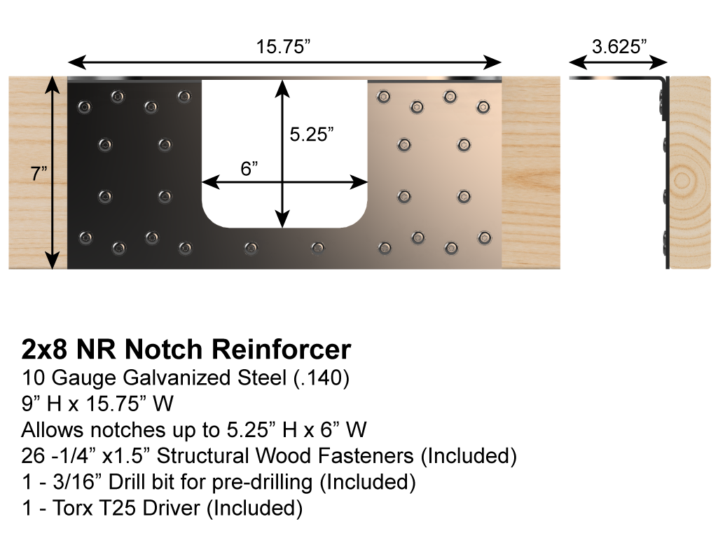 Floor Joist Notch Repair Kit - 2x8
