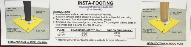 Insta-Footing - 12x12" Plate
