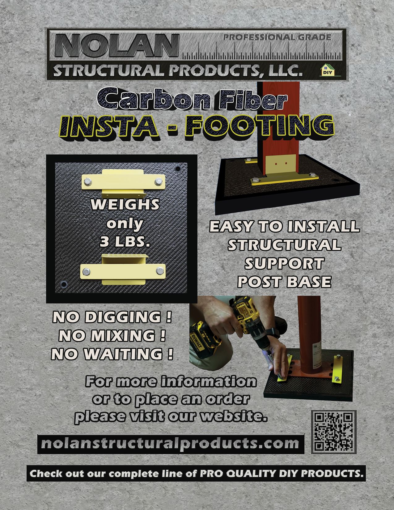 12"x12" Carbon Fiber Insta-Footing